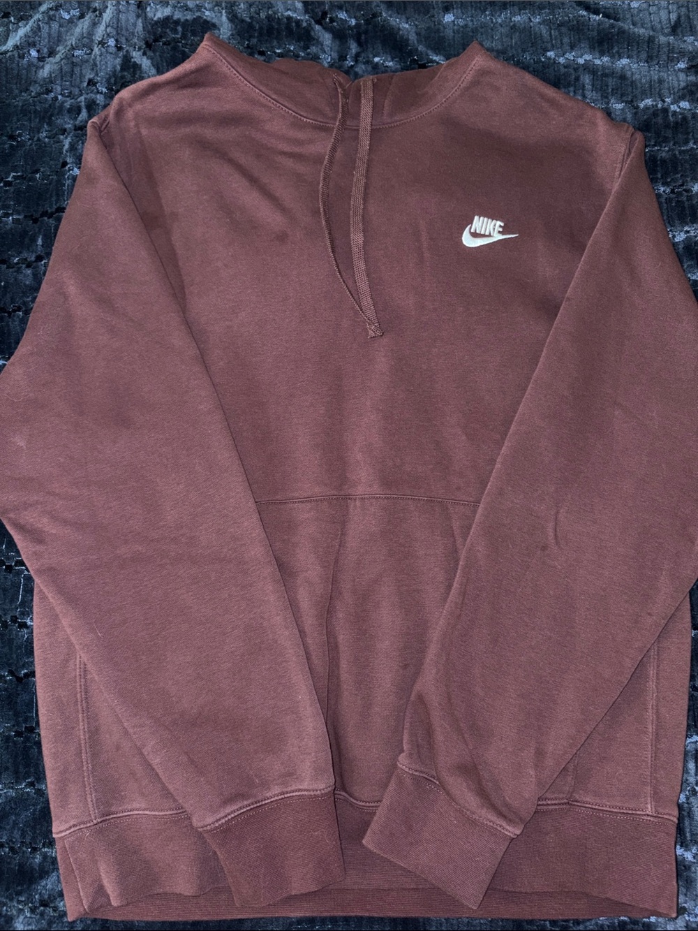 Nike Men's Burgundy Pullover Sweatshirt with White Swoosh